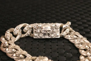 Collection chinese old tibet silver skull statue figure bracelet Art Decoration - Picture 1 of 9