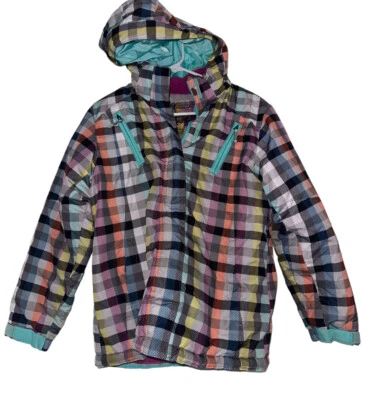 Cherokee Girls Full Zip Puffer Coat Sz XL 16/18 Multicolor Plaid Hooded READ - Image 1 of 4