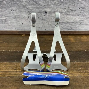 Vintage Campagnolo Super Record Toe Clips NOS Alloy Medi Medium Pedal Italy A5 - Picture 1 of 11