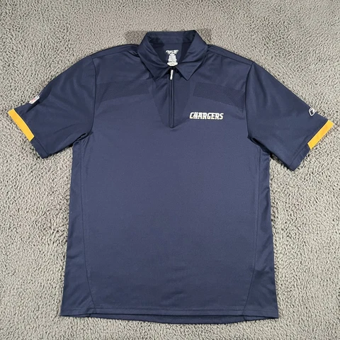 Los Angeles Chargers Shirt Medium Mens Polo Reebok Play Dry 1/4 Zip Blue NFL Cover