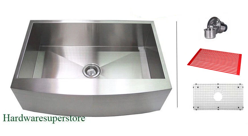 Fregadero de cocina de 33" de acero inoxidable CURVO frontal de granja Foto 1 de 1