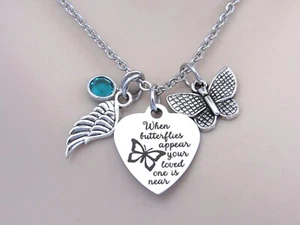 Butterfly Necklace, Memorial Jewelry - Loss of Loved One, Grandma Mom Friend - Picture 1 of 6