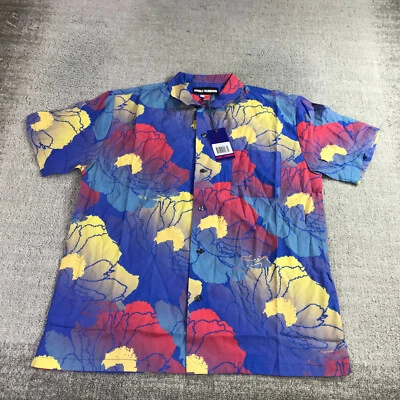 Double Rainbow Shirt Mens Medium Button Up Party Cocktail Fast Hawaiian Camp - Image 1 of 4