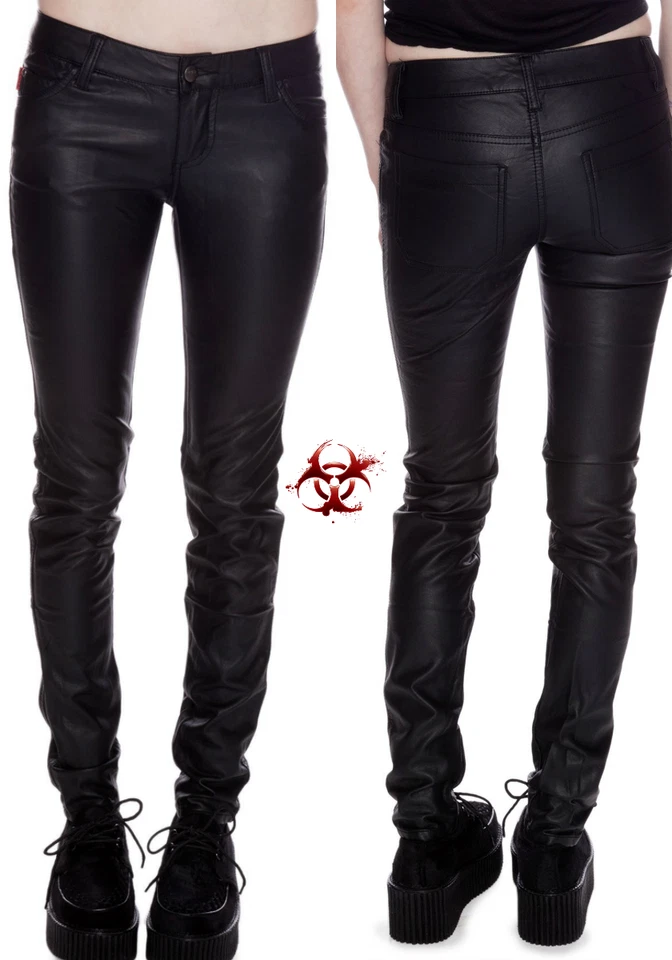 TRIPP VEGI КОЖИ ПВХ ГОТИЧЕСКИЙ ПАНК MOTO ГОТ МОТОЦИКЛИСТА ДЖИНСЫ ФЕТИШ OI БРЮКИ VX6548 - Изображение 1 из 2