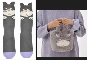 Lucifer Cinderella Japan  Disney Store Socks (Fits shoe size 9-9.8) & BAG - Picture 1 of 4