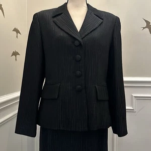 Oleg Cassini Black Tie Womens Suit Black 2Pc Formal Set Sz 10 Wedding Christmas - Picture 1 of 24