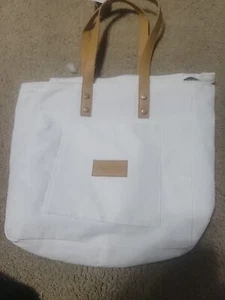 Acogedor bolso de mano de lona blanco estuche con correa para el hombro - Imagen 1 de 4