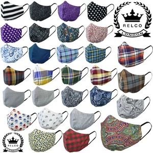 Relco Maske Gesichtsbedeckung Paisley Blumen Tartan Karo Streifen Mod Haut Neu - Bild 1 von 30