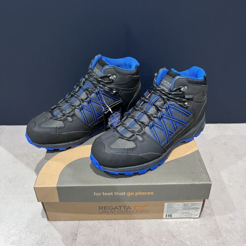 Regatta Samaris II Waterproof Walking Hiking Ankle Boots Black Blue Mens UK 10!