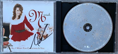 Mariah Carey Signed All I Want For Christmas Is You CD Cover - Authentic Cover