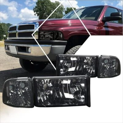 SMOKED Headlights + Corner Lamps For 1994-2001 Dodge Ram 1500 2500 3500 - Image 1 of 4