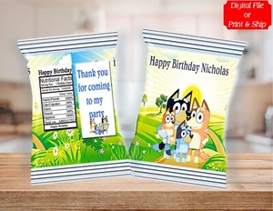 (12) Personalized BLUEY Chip Candy Treat Bags Party Favors Printed or D. File - Picture 1 of 1