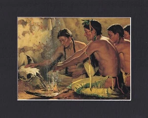 8X10 Matted Print Art Western Picture: Joseph Henry Sharp, 1910 Prayer Buffalo - Picture 1 of 1