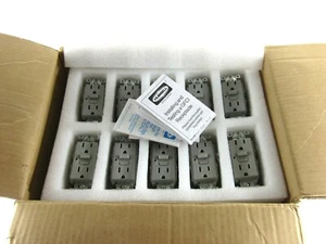 NEW Hubbell GF15LA GFCI Commercial LED Receptacle 15A 125V Gray Box of 50 - Picture 1 of 5