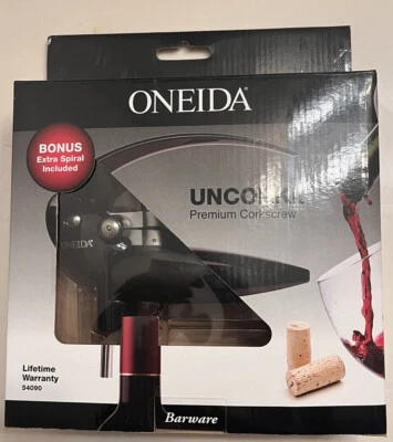 Oneida Uncorkit Premium Corkscrew NEW Durable Easy Grip Handle Extra Spiral - Image 1 of 2