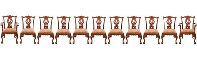 10件套Chippendale风格纯色桃花心木雕刻餐椅爪子和球脚 — 第 1/4 张图片