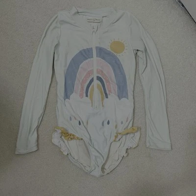 Oopsie Daisy Girls Long Sleeve Swimsuit Size 7 Rainbow Rash Guard Zip - Image 1 of 4