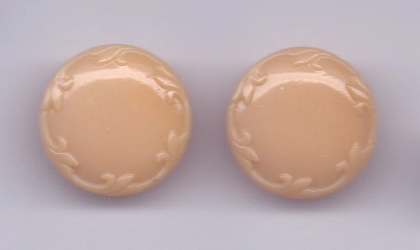 PAIR Victorian glass buttons - CREAMY - Image 1 of 1