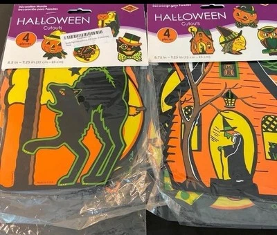 Beistle Pkgd Halloween Cutouts 9 Inch 8 Pack, 2-4 Packs. 8 Different Designs