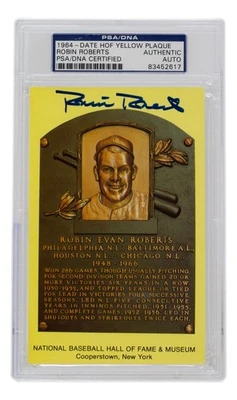 Robin Roberts Signed Slabbed Phillies Hall of Fame Plaque Postcard PSA/DNA - Image 1 of 4