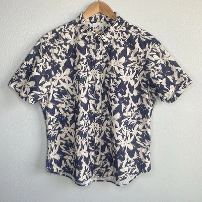 Split Mens Size XL Slim Fit Blue Tropical Button Up Shirt Short Sleeve Hawaiian - Image 1 of 4