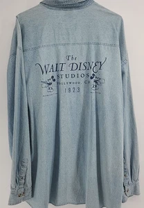 Vintage Disney Store Denim Langarm Hemd mit Knöpfen Erwachsene XL bestickt Mickey Logo - Bild 1 von 9