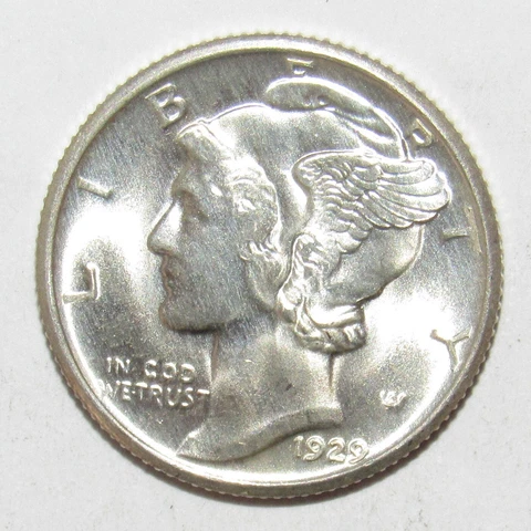 1929 Mercury Dime CH BU (D19) Cover