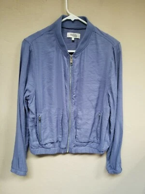 Charlotte Russe Womens Full-Zip Bomber Jacket Blue Large Zip Pockets Lightweight - Image 1 of 4