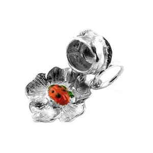 STERLING SILVER OPENING LADYBIRD IN ROSE CHARM    - Picture 1 of 2