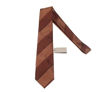 Corbata Tom Ford Nueva con Etiquetas en Marrón/Rayas Negras 100% Seda Hecha en Italia Foto 1 de 4