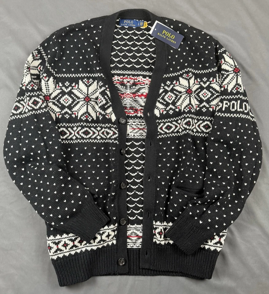 Polo Ralph Lauren Navidad Cárdigan Tejido Suéter Fair Isle 2XLT Algodón Cachemira Foto 1 de 4