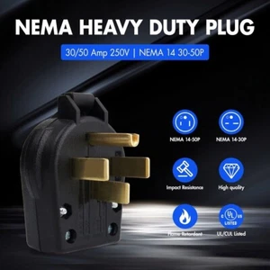 Enchufe NEMA 14-50P, enchufe angular de alta resistencia hoja recta, 30 amperios 50 amperios 250 V - Imagen 1 de 7