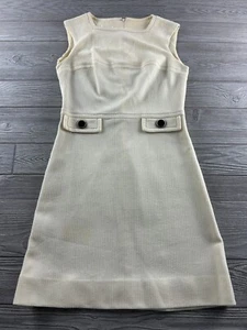 Abito donna Fred Rothschild, senza maniche panna midi vintage dietro cerniera pieghe - Foto 1 di 9