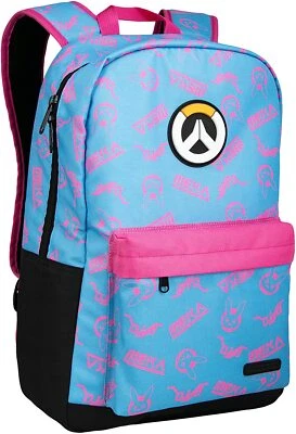 Mochila para adultos JINX Overwatch D.Va Splash, azul/rosa, 18" Foto 1 de 4