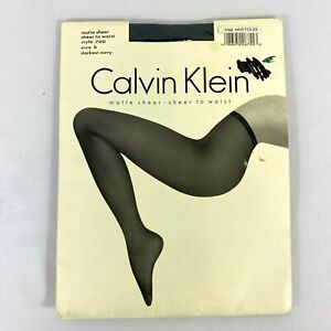 Vintage Calvin Klein Stockings Matte Sheer To Waist Darkest Navy Style 700 Sz B