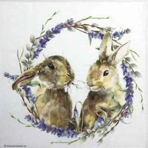 4 servilletas de papel individuales para decoupage y fiesta - corona de conejo de Pascua - Imagen 1 de 2