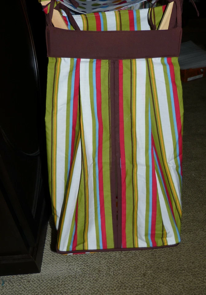 Trend Lab ABC Dr. Seuss Green/White/Brown Stripes Baby Nursery Diaper Stacker - Image 1 of 4