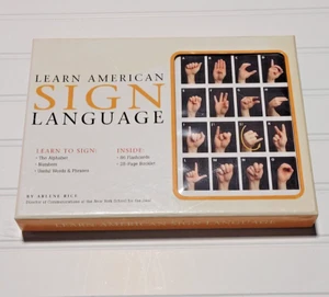 Learn American Sign Language Kit 86 Flash Cards & 28 Page Booklet By Arlene Rice - Picture 1 of 11