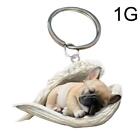 Hanging Ornament Keychain Cute Sleeping Angel Dog Wing Dog Pendant Car Gift Idea