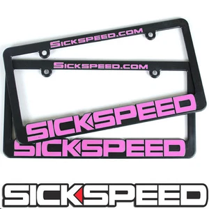 SICKSPEED LOGO BLACK PINK LICENSE PLATE COVER HOLDER FRAME TAG FRONT REAR P4 - Picture 1 of 1