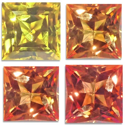 Gemas sueltas facetadas princesa cuadrada amarillo naranja zafiro natural desde 1989 EE. UU. Foto 1 de 3