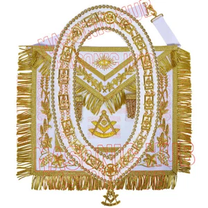 Premium Masonic Past Master Apron: 100% Lambskin, Chain Collar Included + Jewel - Picture 1 of 8