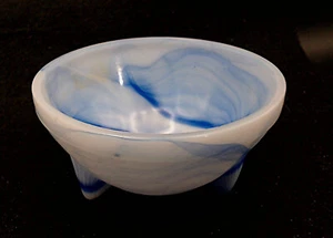 Akro Ágata Nº 760 Tipo 2 Vidrio Escoria Azul Anillo Concéntrico Polvo Tarro 3 Dedos Pañales - Imagen 1 de 5