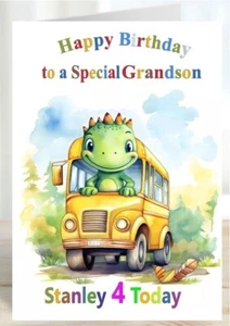 Dinosaur Personalised Birthday Card Grandson Son Nephew Brother Friend Boys - Picture 1 of 2
