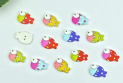 5x Fisch Knöpfe Knopf Fische Kinderknöpfe Jungen Buben Kinder Maritim Meer See - Bild 1 von 4