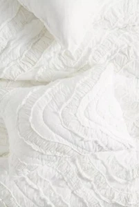 Anthropologie Textured Medallion KING Shams Set Of 2 White 100% Cotton Boho - Picture 1 of 8