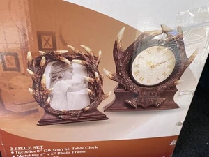The Antler Accessory Collection Set Table Clock and Picture Frame NEW - Picture 1 of 9