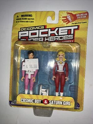 Figura de acción DC Comics Pocket Super Heroes Cosmic Boy and Saturn Girl paquete de 2 Foto 1 de 2