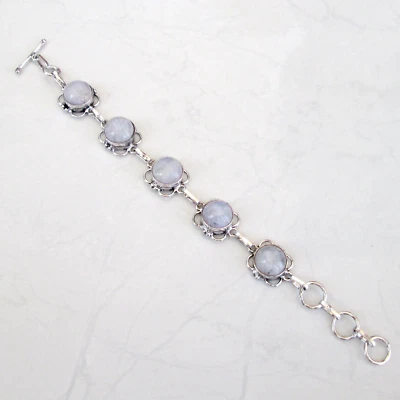 Handmade jewellery .silver plated Rainbow Moonstone fashionable bracelet jewelry - Image 1 of 4