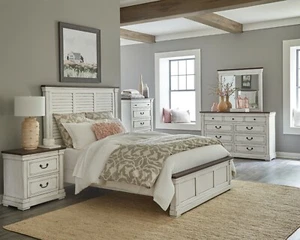 Farmhouse 5pc Bedroom Set Queen Bed Frame White Coaster Hillcrest 223351Q-S5 - Picture 1 of 9